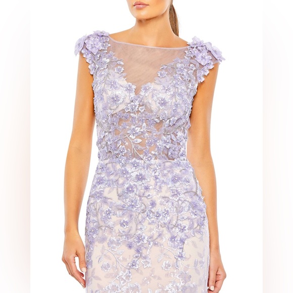 Mac Duggal Dresses & Skirts - Embellished Cap Sleeve Cowl Neck Trumpet Gown Bride Prom Pageant Ball Floral 8
